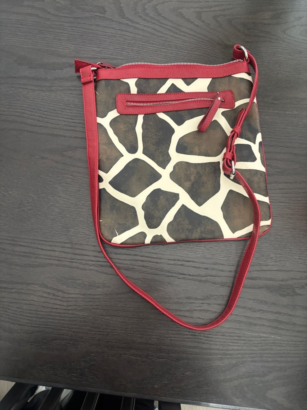 D&G Giraffe Print Crossbody with Red Trim